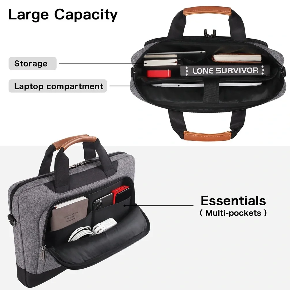 Elegant Black and Gray Men's Laptop Bag